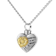 New Sunflower Forever in my Heart Urn Ashes Cremation Memorial Necklace