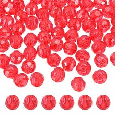 200 Pcs Acrylic Round Faceted Beads 10mm Loose Bead, Red