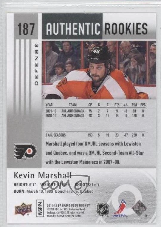 2011 SP Game Used Edition Authentic Rookies /699 Kevin Marshall #187 Rookie RC - Image 2 of 2