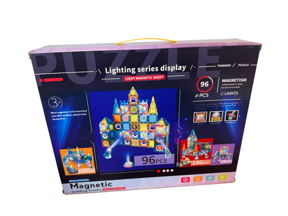 Bloques de construcción magnéticos Castillo Juego de luces 96 piezas | TEM Juguete Luces Azulejos para niños Foto 3 de 4