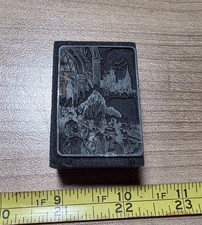 Vintage Letterpress Printing Block People Standing Men Hats Church? 