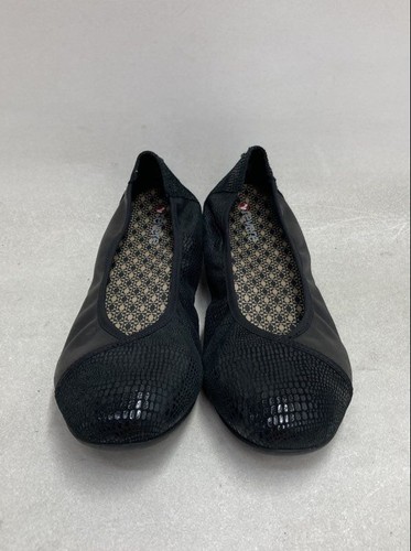 Revere Nairobi Black Lizard Onyx Leather Ballet Flats Women's Size 9W