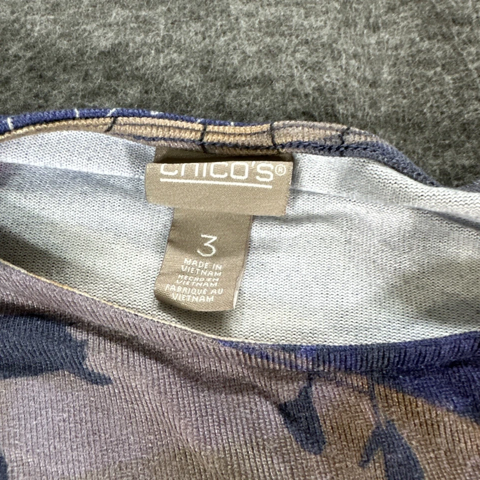 Camisa Chico’s Mujer Colorida Floral Cuello Redondo Mangas Largas Talla 3 95% Poliéster Foto 2 de 4