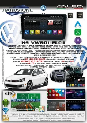 Autoradio Hardstone 2 DIN Android Auto GPS Bluetooth CarPlay Pour VW Golf - Photo 1/3