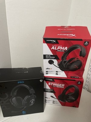 Part/ Rep-Lot of 3 Gaming Headsets - HyperX Cloud Alpha, Stinger Core, Logitech