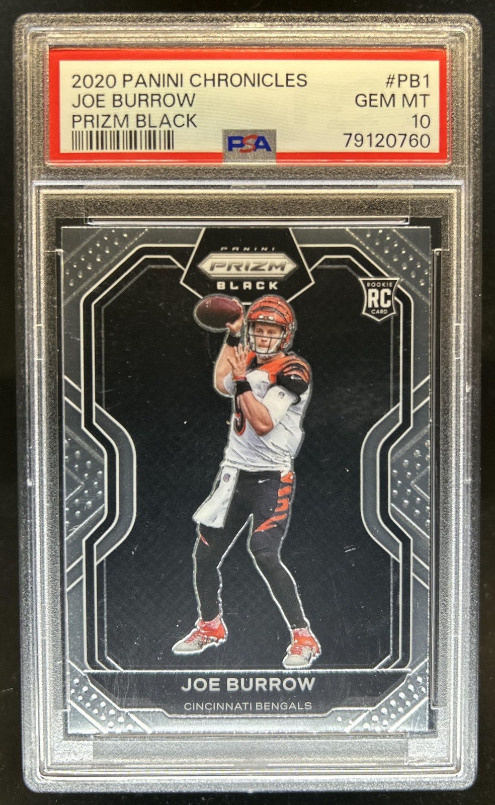 2020 Chronicles Joe Burrow Prizm Black Rookie RC #PB-1 Bengals PSA 10 GEM MINT
