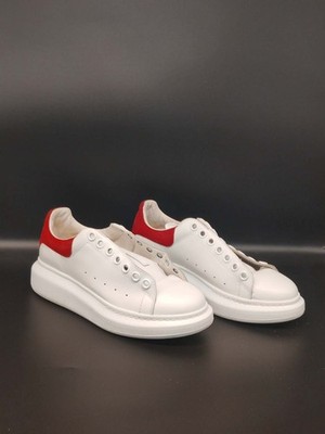Alexander McQueen woman's Casual Sneaker, Size 7 1/2- White and red