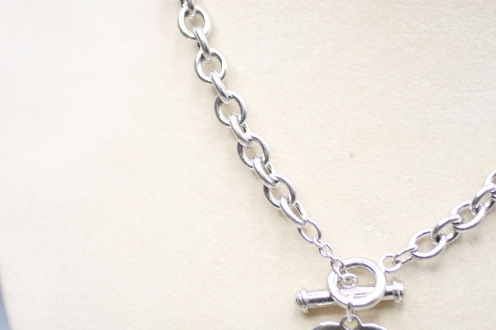 Solid Sterling Silver Heart Charm Tag Choker Neck… - image 2