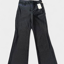 Good American Women's Black Solid Dress Pants Flat Front Button Pockets NWT