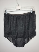 Vintage Vanity Fair Nylon Tricot Pillowtab Black Panties Lace Front Size 7