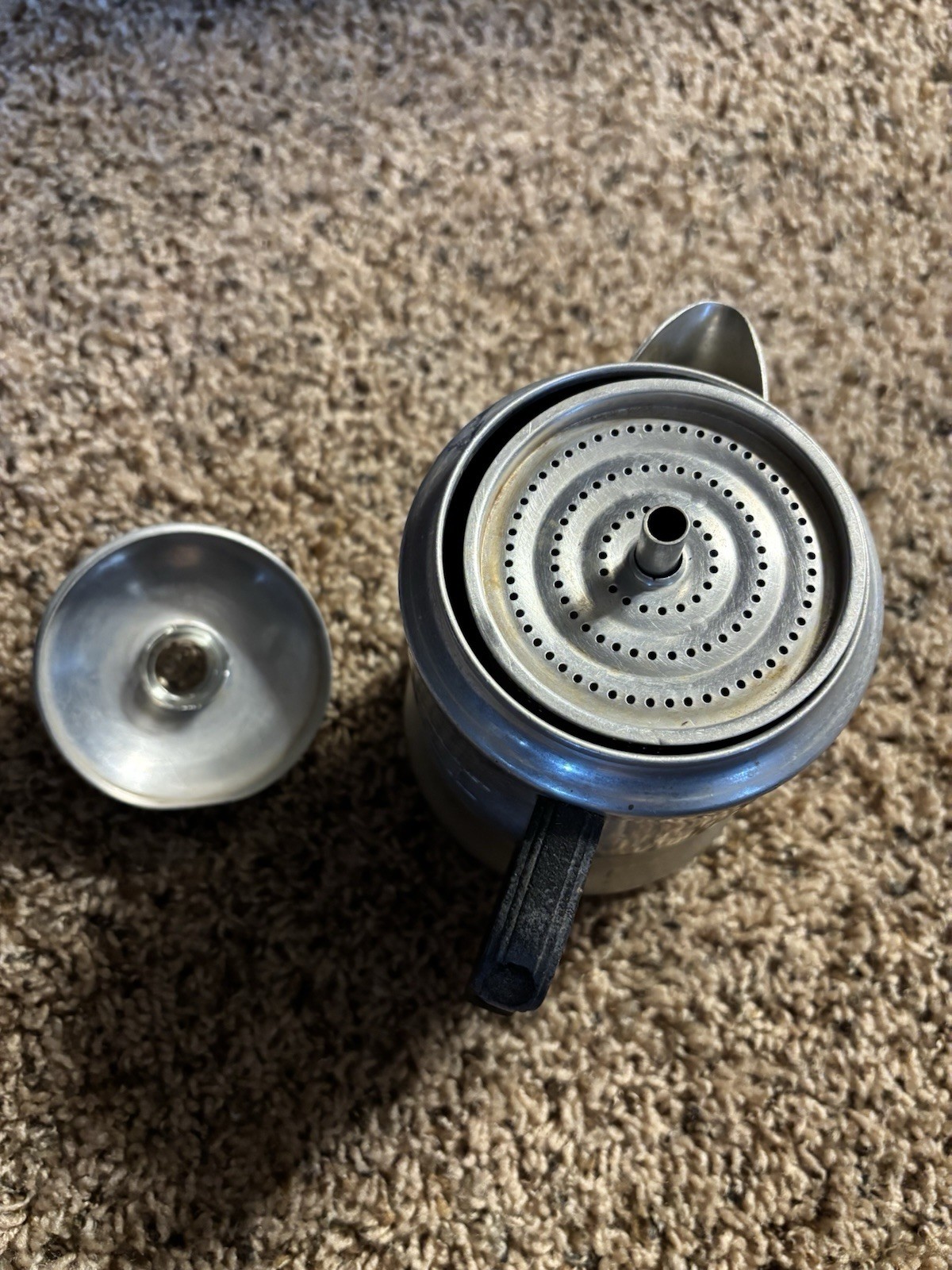 Vintage Comet 6 Cup Aluminum Coffee Pot Percolator Glass Knob Top Camping Home