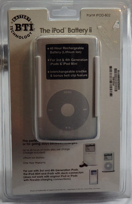RARE BTI THE IPOD BATTERY ii (RADIOSHACK 23-562) -NEW SEALED OLD STOCK
