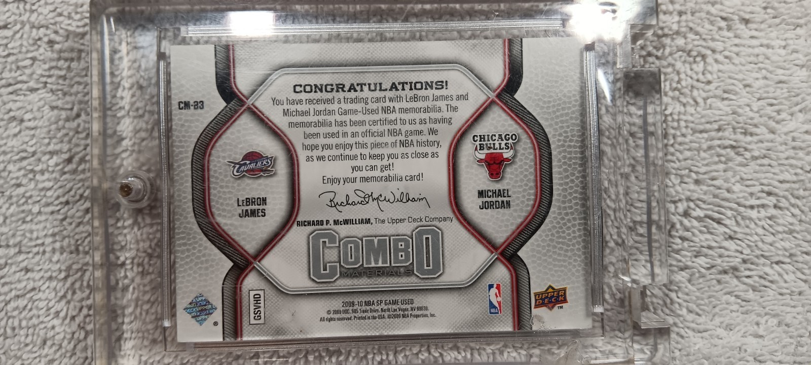 2009 Upper Deck SP Michael Jordan LeBron James Game Used Jersey Patch Combo 120/ view 8