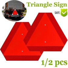 1/2x Car Slow Moving Vehicle Sign Reflective Tape Safety Triangle Orange Sticker