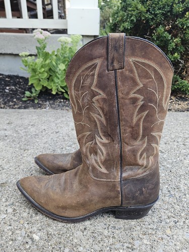 Mens Justin Brown Leather Cowboy Boots 2262 Apache Cowhide Size 13D - Picture 7 of 22