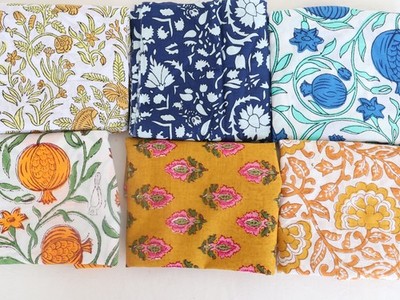Boho Linen Fabric Scraps | Hand Block Print Remnants for Quilting, Craft Project
