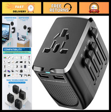 Universal Travel Adapter  Voltage Converter Combo, 2 USB Ports, 100V-240V, Worl