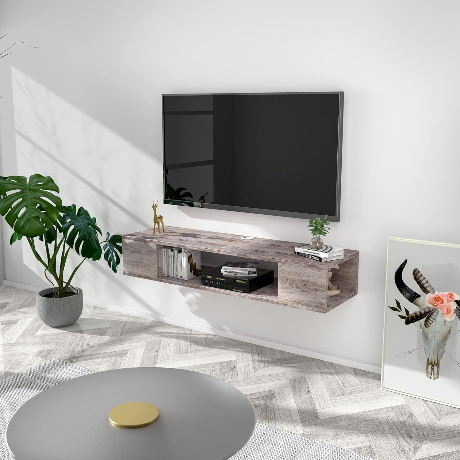 Floating TV Stand, Wall Mounted Entertainment Center and Cab