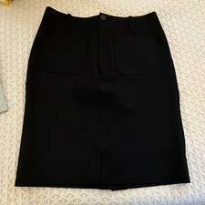 Maeve by Anthropologie Black Solid Pencil Skirt Knee Length Button Accent XL