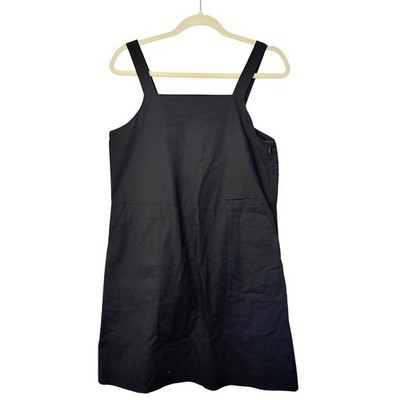NWT Eileen Fisher Black Organic Cotton Stretch Poplin Apron Dress Jumper SZ XS