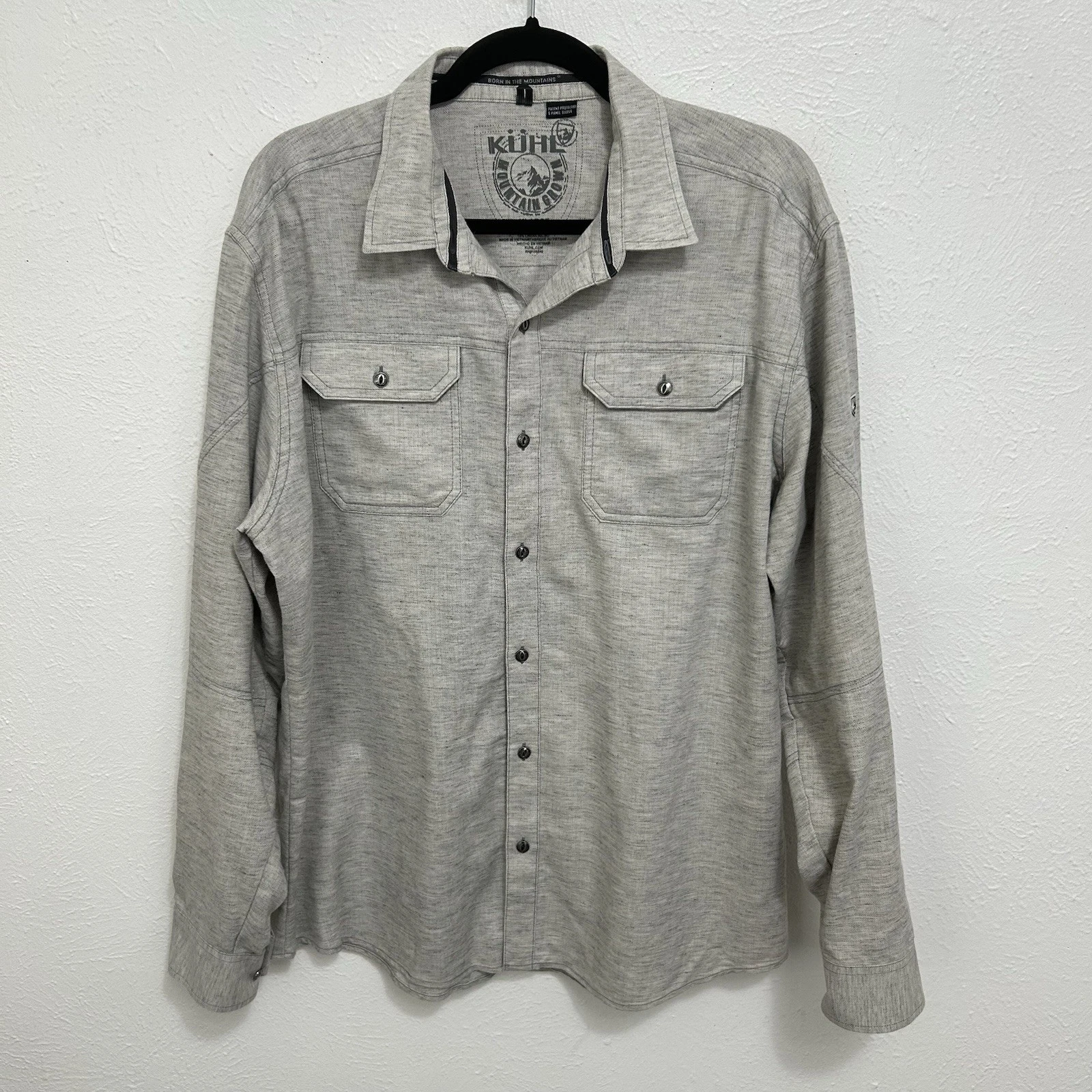 Kuhl Shirt Granite Gray Shiftr Button Up Long Sleeve Pockets Outdoor Hiking XL