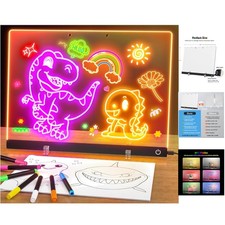 Acrylic LED Light-Up Memo Board, 13.7''x10'' with 7 Markers - Versatile  Col...