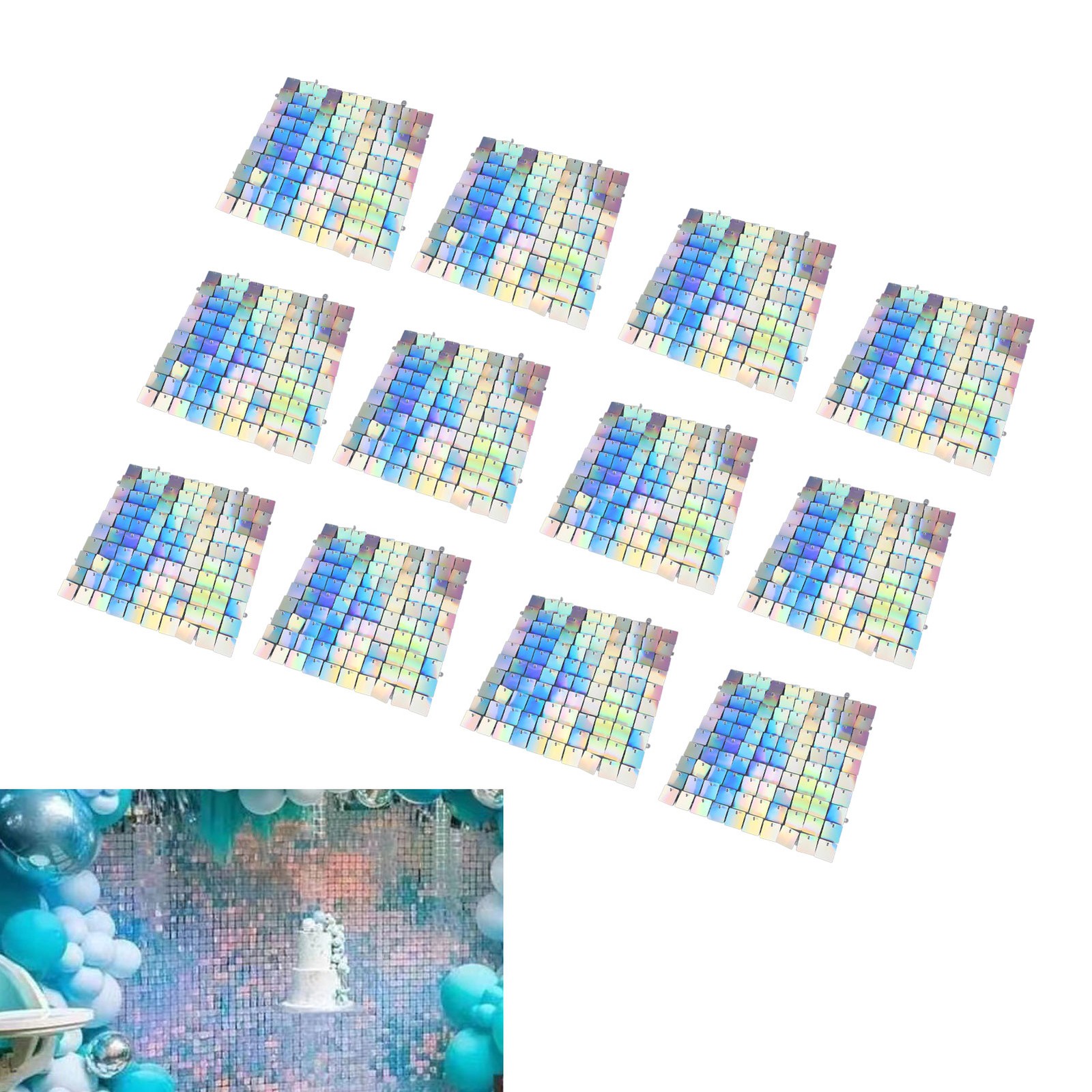 12-Piece Shining Mosaic Panel Fine Craftsmanship Elegant Wall Backdrop