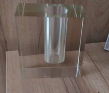 Vintage off set  Block Lead Crystal Bud Vase