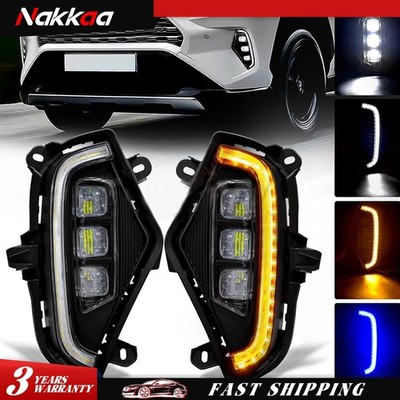 For 2019-2025 Toyota RAV4 LED Fog Lights w/ Turn Signal DRL Driving Lamps LH RH