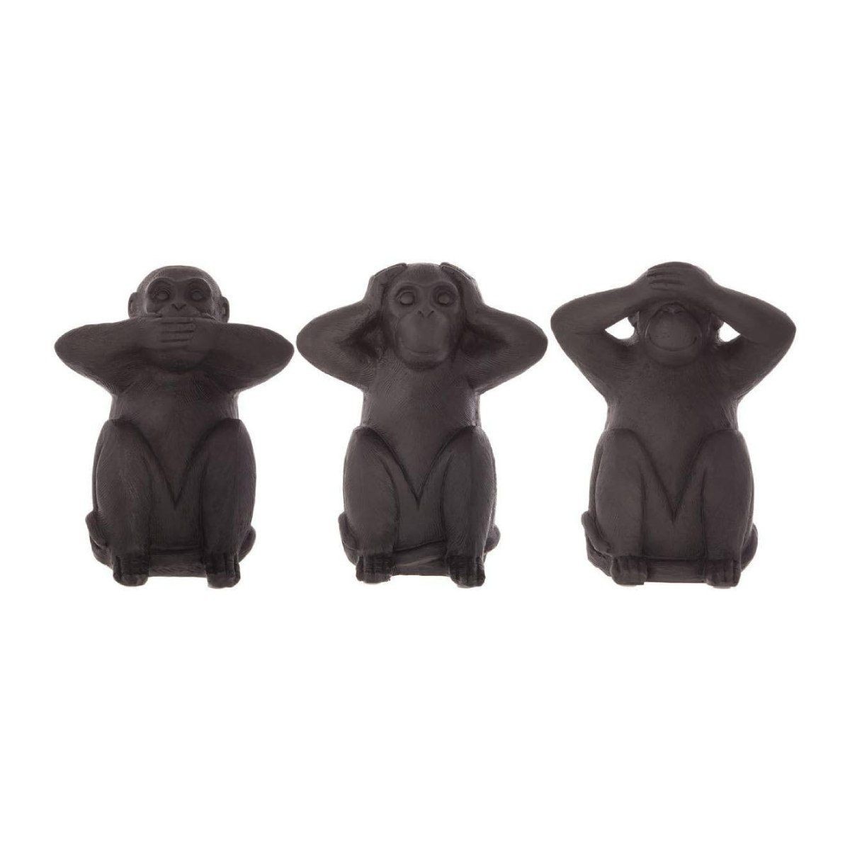 Statues singes de la sagesse 24cm noir, sculpture décorative pour étagère bureau