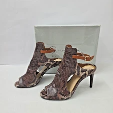Jessica Simpson Shimmery Snakeskin Print Open Toe Heels Size 9 Festival Club