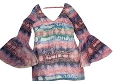Show Me Your Mumu Tunic Rainbow Python Long Butterfly Sleeves Boho Beach Sm/med