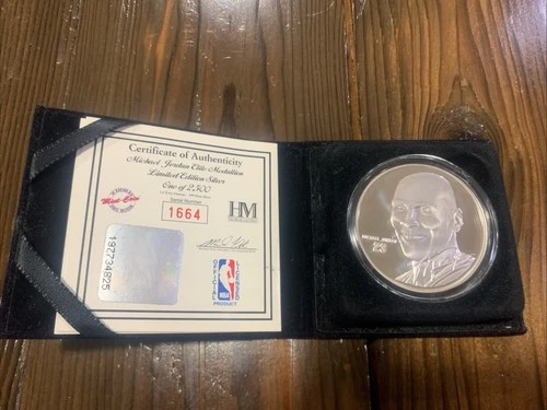 Michael Jordan Highland Mint 1.5oz .999 Silver Coin 1997 FREE SHIP COA 1664/2500