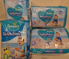 4 Pks of Pampers Splashers Disposable Swim Pants Diapers - Small 13-24 lb. - NEW