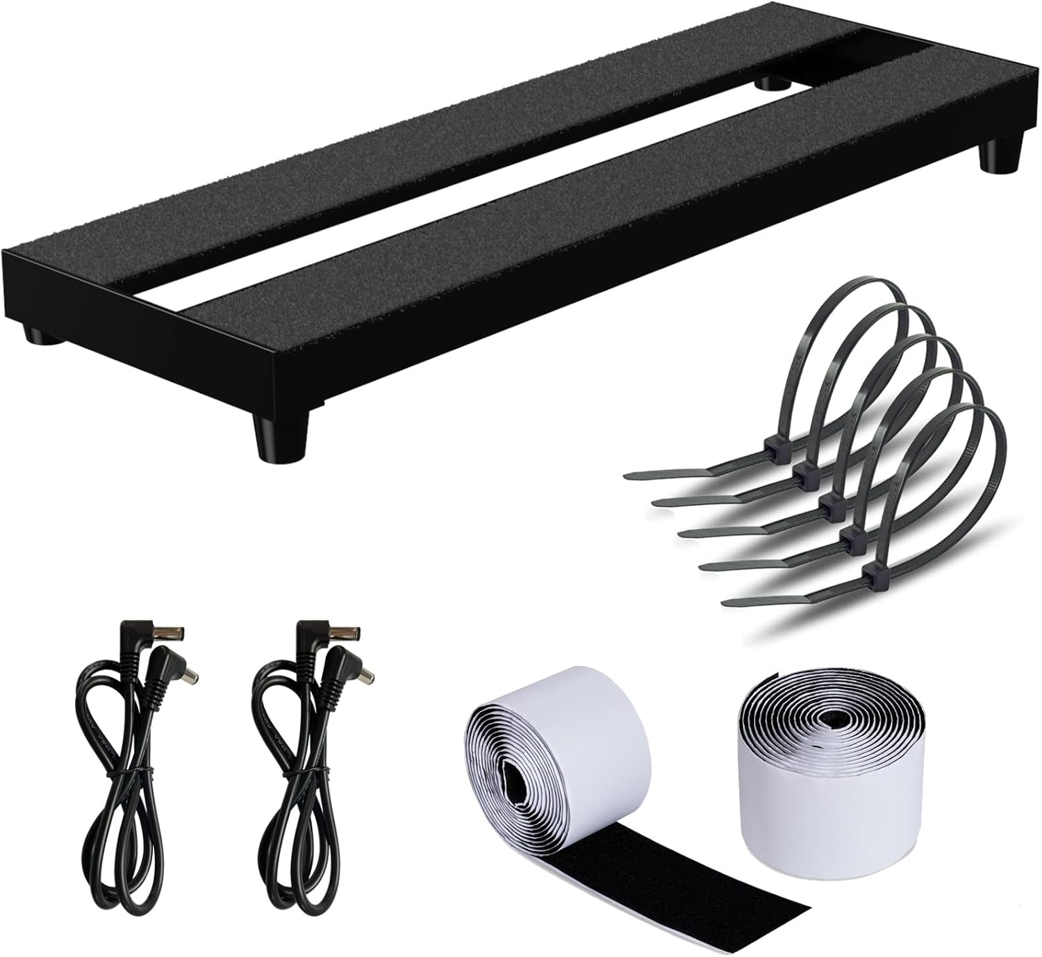 Mini Guitar Pedal Board, 0.9lb Aluminum, 16x5.3in, with Tape & DC Cable