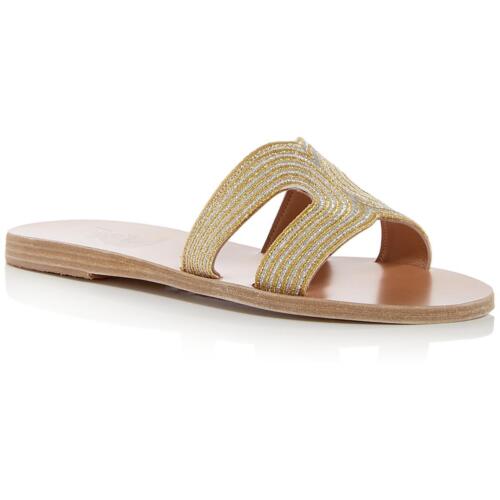 Ancient Greek Sandals Womens Kentima Gold Slide Sandals 40 Medium(B,M) BHFO 7082