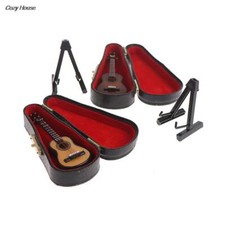Mini Musical Instrument Ornament Mini Guitar Model Replica with Stand and Case