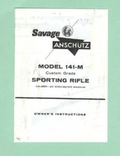 Savage Anschutz 141-M Owners Manual Reproduction