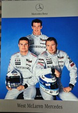 F1 AUTOGRAMMKARTE WEST MC LAREN MERCEDES MP 4/ 13 WURZ - COULTHARD - HÄKKINEN
