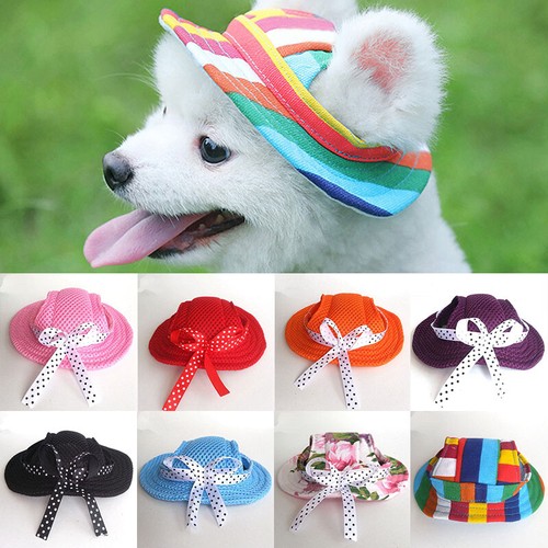 Sun Hat Pet Hat Round Hat Pet Dog Outdoor Accessories Princess Cap Mesh Cloth