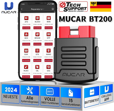 MUCAR BT200 KFZ OBD2 Diagnosegerät Bluetooth Auslesegerät Alle System Scanner 