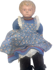 Minerva Metal Head Doll Cloth Body Germany Bisque Arms Early 1900s 12" Antique