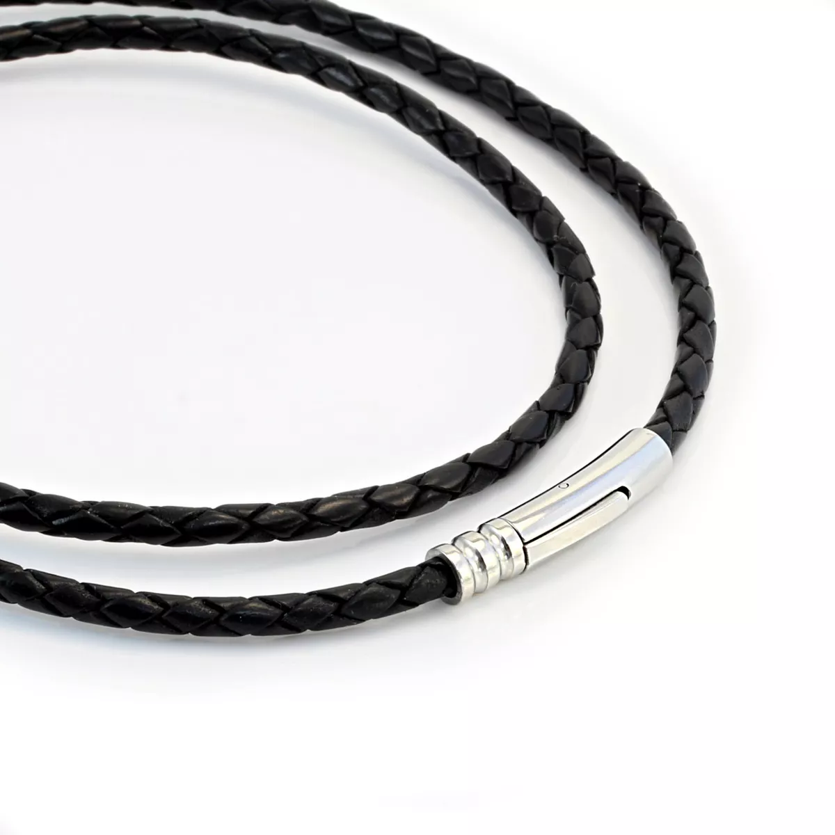 Leather Necklace 4 mm Men's Necklace Black 17 100 cm Long with Lobster  Clasp Silver Round | Fruugo ES