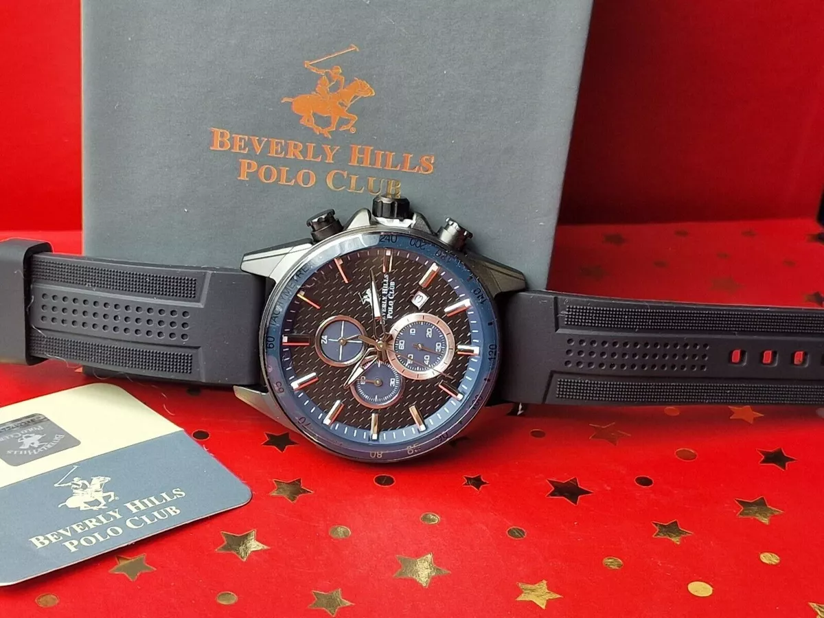 Beverly hills polo club black patterned dial watch RRP 270