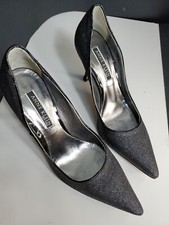 Ann Klein New York Metallic Black 3.5" Heels Slip On Shoes 6.5M