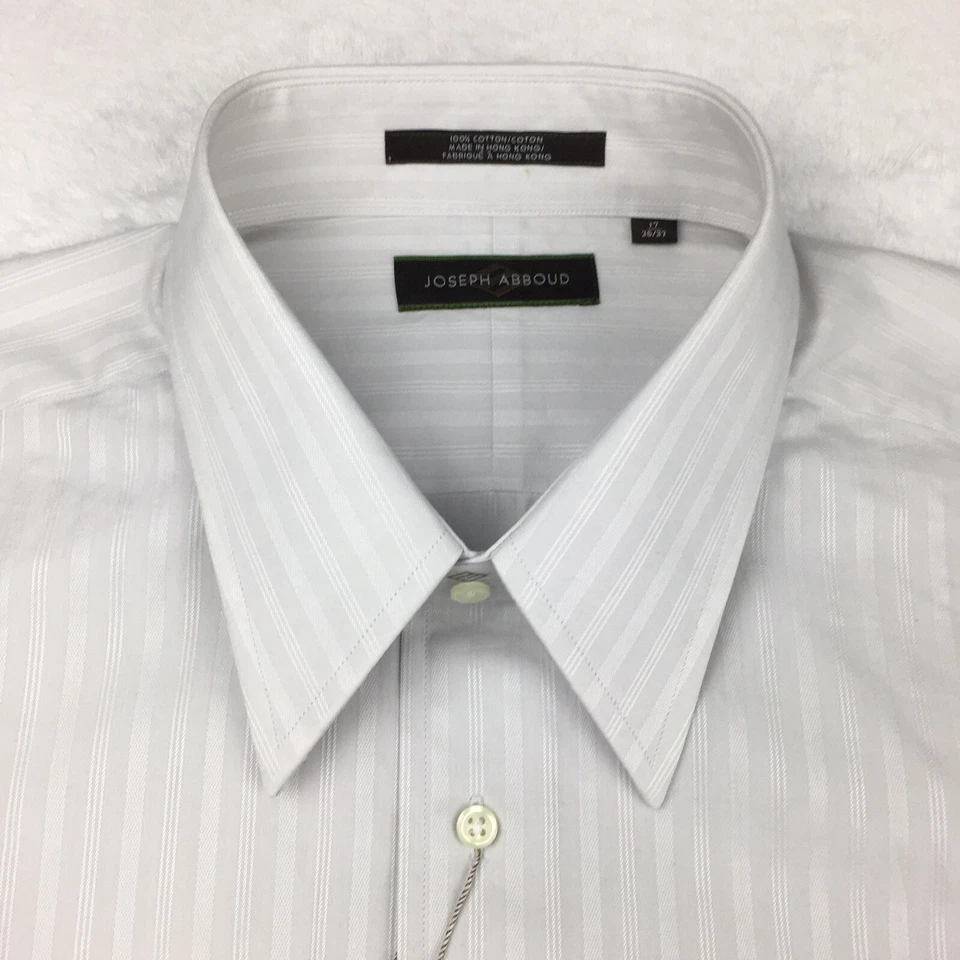 Camisa de vestir JOSEPH ABBOUD para hombre 17-36/37 piedra gris 100 % algodón mangas largas ¡NUEVA CON ETIQUETAS! Foto 3 de 4