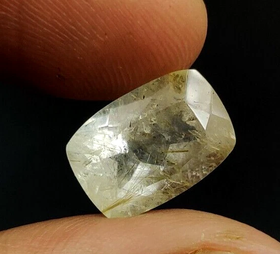 6.30 Ct Rutilated Quartz Loose Gemstone 13.70X9.50mm Cushion Faceted Cut W03 - Image 4 of 4