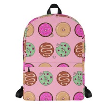 “Do You Donut?” Illustration Cute Kawaii Dessert Pattern Pink School Backpack