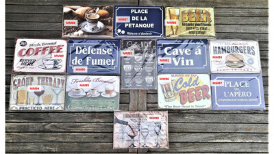Lot De 10 Plaques Métal Vintage – Déco Route 66, Auto, Moto, Avions