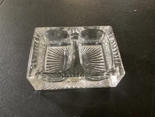 Vintage Unmarked Heavy Glass Double Salt Cellar